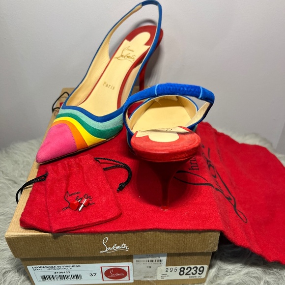 Christian Louboutin Degradama 80 Rainbow Suede Slingback’s - Picture 2 of 15